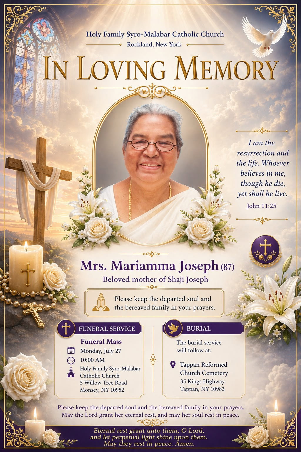 മറിയാമ്മ ജോസഫ് (87)  ന്യു യോർക്ക് 