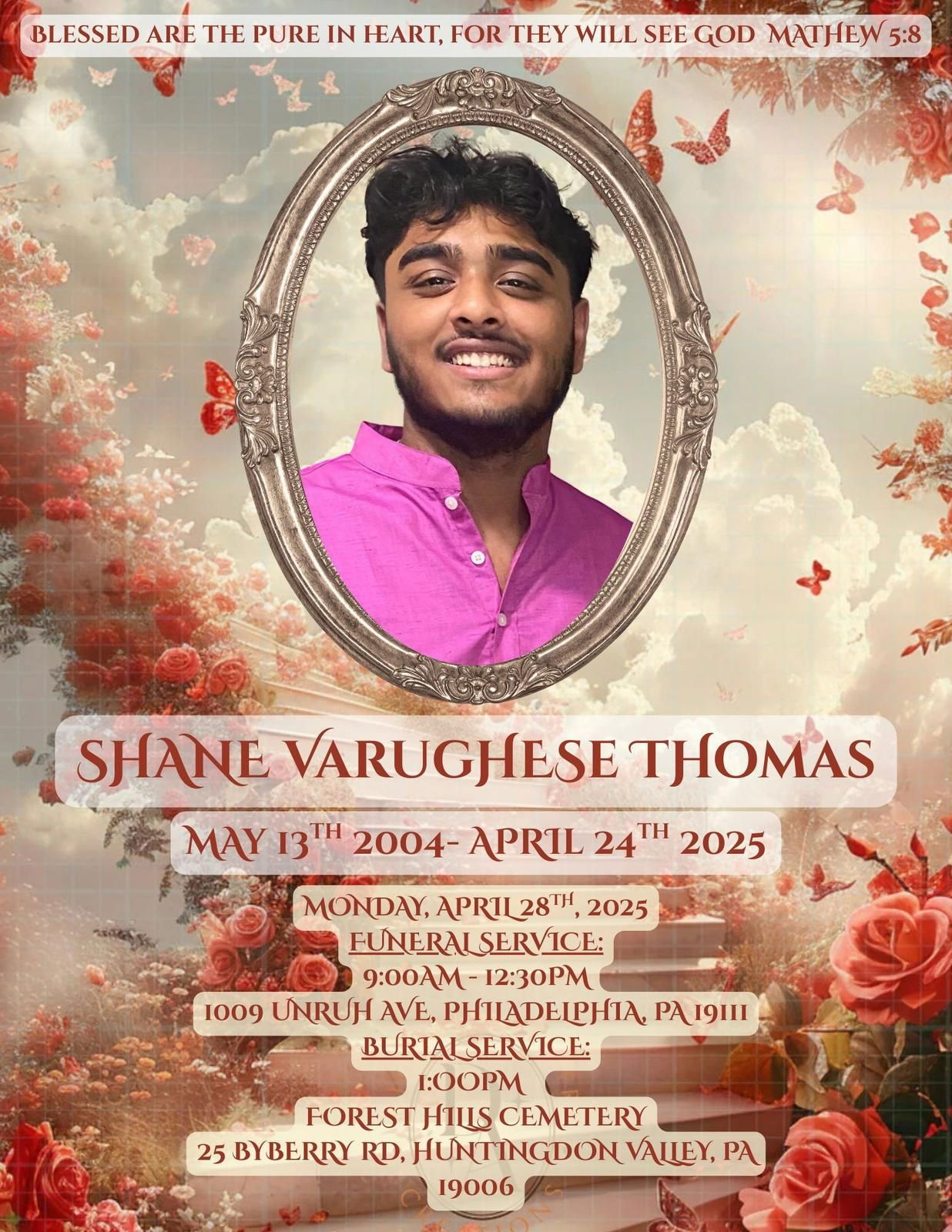 ഷെയ്ൻ തോമസ് വർഗീസ് (22) ഫിലാഡൽഫിയ