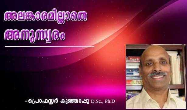 അലങ്കാരമില്ലാതെ അനുസ്വരം (പ്രൊഫസ്സര്‍ കുഞ്ഞാപ്പു, D.Sc., Ph.D.)