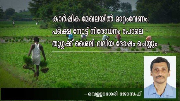 കാർഷിക മേഖലയിൽ മാറ്റം വേണം; പക്ഷെ നോട്ട് നിരോധനം പോലെ തുഗ്ലക്ക് ശൈലി വലിയ ദോഷം ചെയ്യും (വെള്ളാശേരി ജോസഫ്)