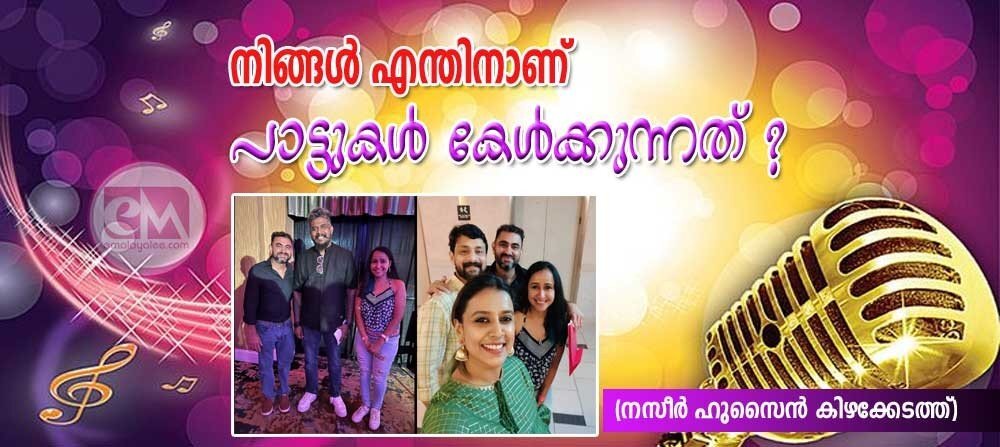 നിങ്ങൾ എന്തിനാണ് പാട്ടുകൾ കേൾക്കുന്നത്? (നസീർ ഹുസ്സൈൻ കിഴക്കേടത്ത്)