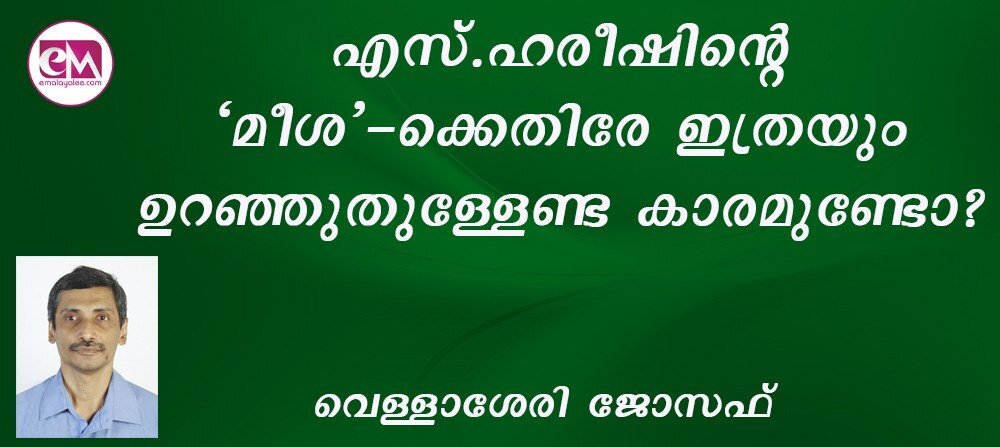 എസ്.ഹരീഷിന്റെ 'മീശ'-ക്കെതിരേ ഇത്രയും ഉറഞ്ഞുതുള്ളേണ്ട കാര്യമുണ്ടോ? :(വെള്ളാശേരി ജോസഫ്)
