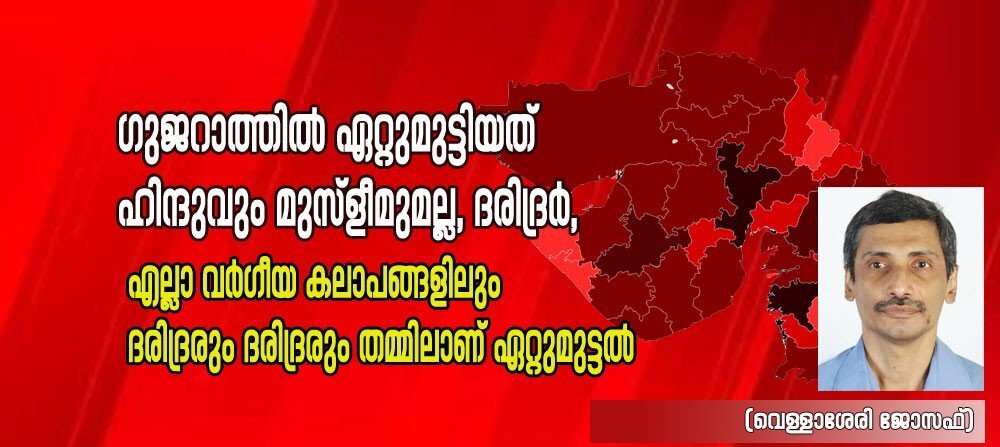 ഇന്ത്യയുടെ എല്ലാ വര്ഗീയ കലാപങ്ങളിലും ദരിദ്രരും ദരിദ്രരും തമ്മിലാണ് ഏറ്റുമുട്ടലുകള് : ( വെള്ളാശേരി ജോസഫ്)