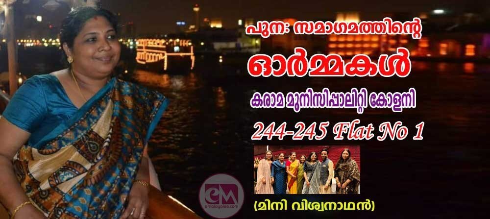 പുന:സമാഗമത്തിന്റെ ഓർമ്മകൾ (കരാമ മുനിസിപ്പലിറ്റി കോളനി 244-245 ഫ്ലാറ്റ് നമ്പർ 1: മിനി വിശ്വനാഥന്)