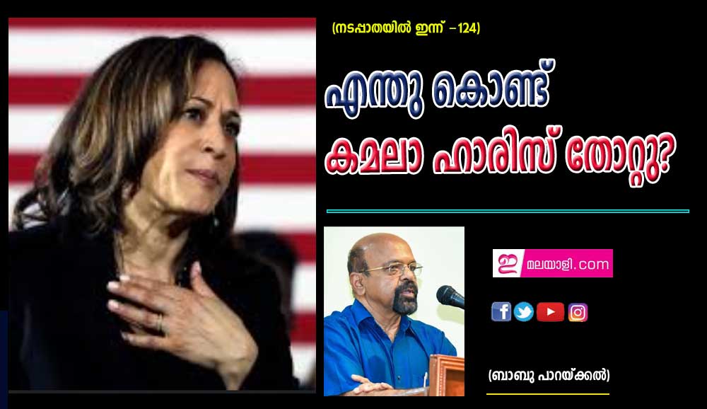 എന്തു കൊണ്ട് കമലാ ഹാരിസ് തോറ്റു? (നടപ്പാതയിൽ ഇന്ന് - 124: ബാബു പാറയ്ക്കൽ)