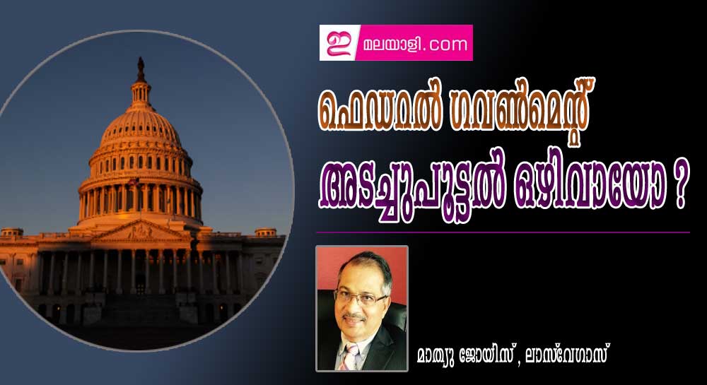 ഫെഡറൽ ഗവൺമെന്റ്  അടച്ചുപൂട്ടൽ ഒഴിവായോ ? (മാത്യു ജോയിസ് , ലാസ്‌ വേഗാസ് )