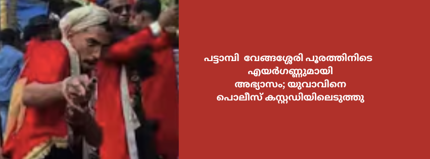 പട്ടാമ്പി വേങ്ങശ്ശേരി പൂരത്തിനിടെ എയർഗണ്ണുമായി അഭ്യാസം; യുവാവിനെ പൊലീസ് കസ്റ്റഡിയിലെടുത്തു