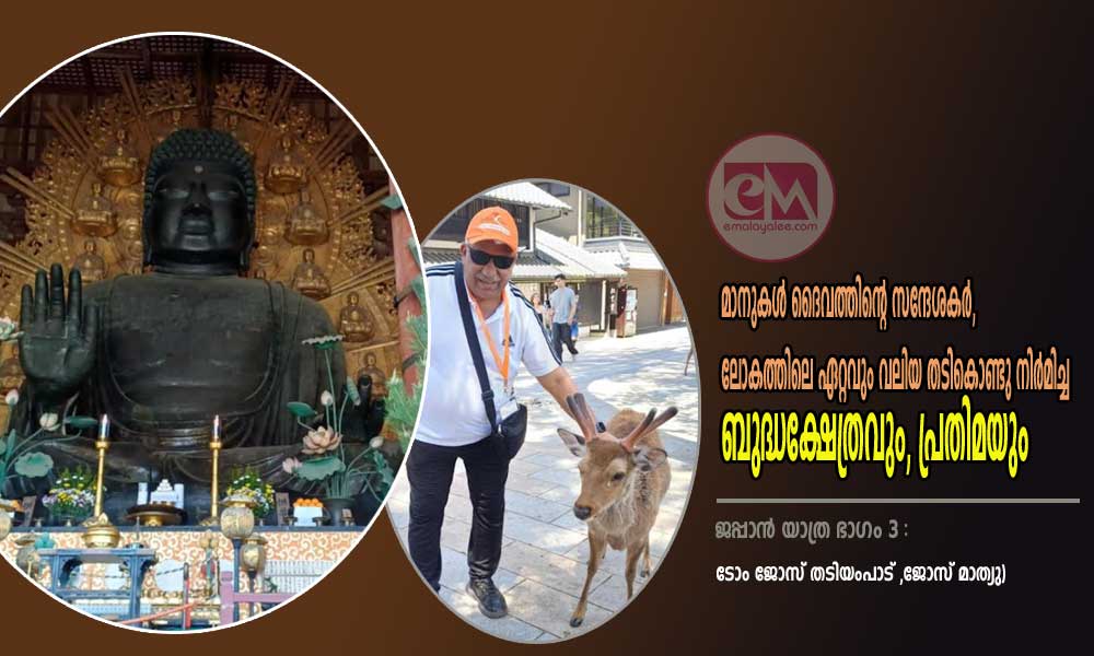 മാനുകൾ ദൈവത്തിന്റെ സന്ദേശകർ,ലോകത്തിലെ ഏറ്റവും വലിയ തടികൊണ്ടു നിർമിച്ച  ബുദ്ധക്ഷേത്രവും,പ്രതിമയും (ജപ്പാൻ യാത്ര ഭാഗം 3 : ടോം ജോസ് തടിയംപാട് ,ജോസ് മാത്യു)