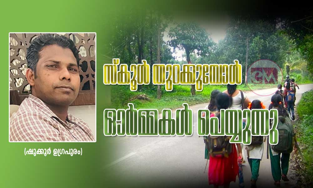 സ്കൂൾ തുറക്കുമ്പോൾ ഓർമ്മകൾ പെയ്യുന്നു (ഷുക്കൂർ ഉഗ്രപുരം)