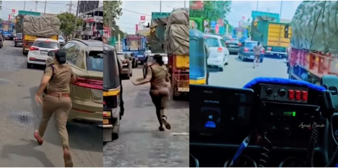 വനിതാ പോലീസ് ആംബുലൻസിന് വഴിയൊരുക്കിയ വൈറൽ വീഡിയോ  വ്യാജം; ആംബുലൻസിൽ രോഗി ഉണ്ടായിരുന്നില്ല; ഓടുന്ന ദൃശ്യം പകർത്തിയത് ഡ്രൈവർ; മോട്ടോർ വാഹന വകുപ്പ്
