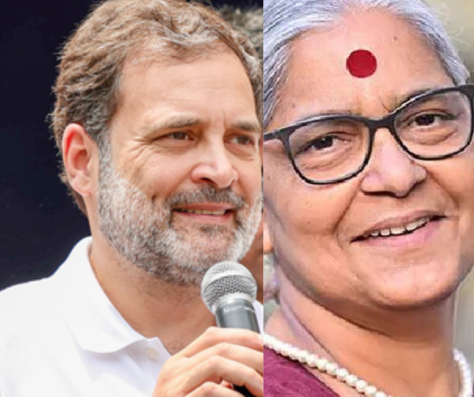  ബിഹാറിൽ 'വോട്ടർ അധികാർ യാത്ര'യിൽ   പങ്കുചേർന്ന്  രാഹുൽ ഗാന്ധിയുടെ വയനാട് എതിരാളി, സിപിഐ നേതാവ് ആനി രാജ