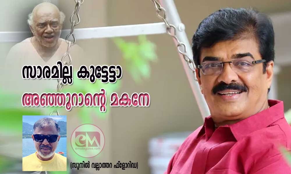 സാരമില്ല കുട്ടേട്ടാ അഞ്ഞൂറാന്റെ മകനേ  (സുനിൽ വല്ലാത്തറ ഫ്ലോറിഡ)