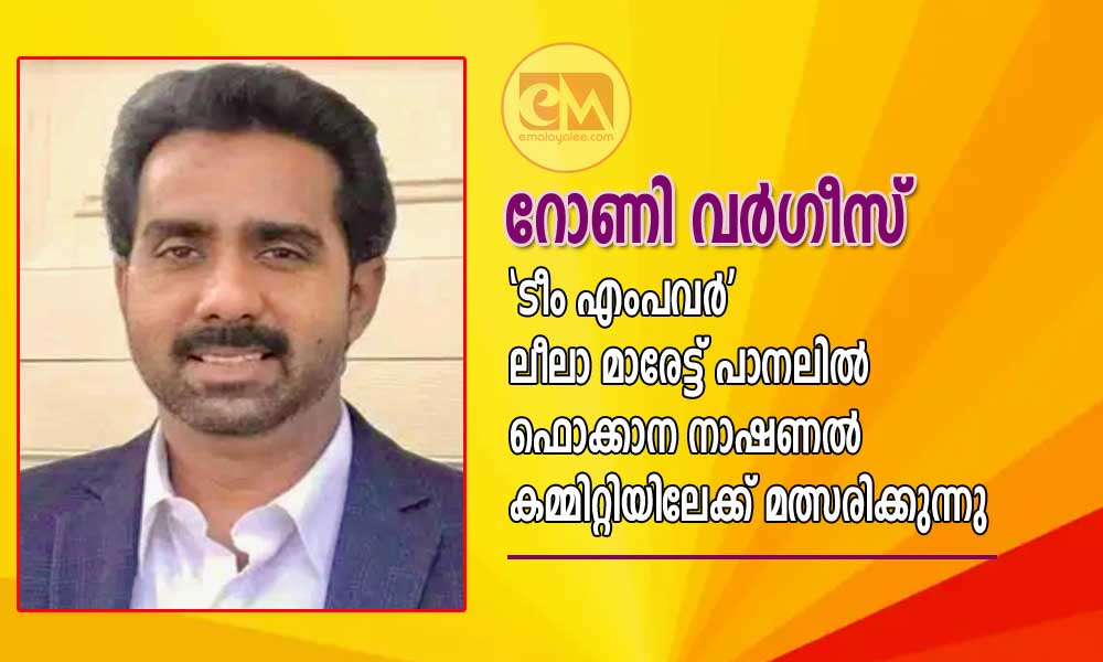 റോണി വര്ഗീസ് 'ടീം എംപവര്' ലീലാ മാരേട്ട് പാനലില് ഫൊക്കാന നാഷണല് കമ്മിറ്റിയിലേക്ക് മത്സരിക്കുന്നു