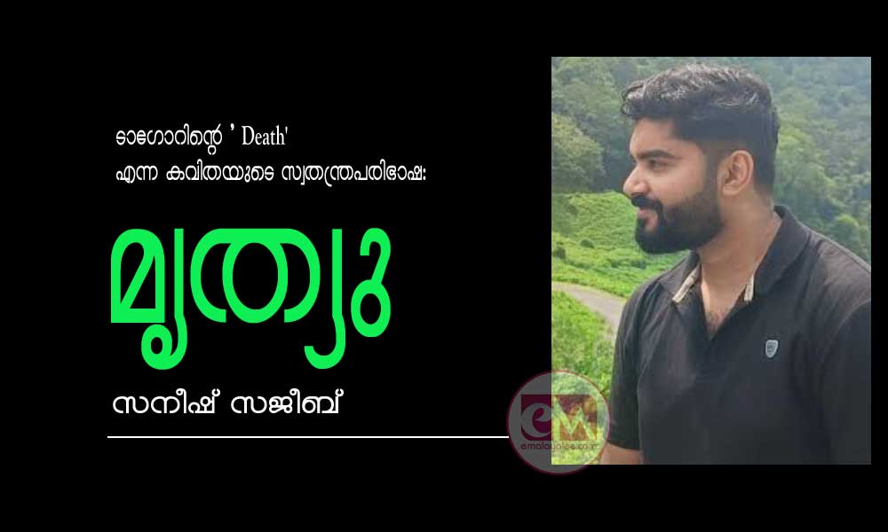 മൃത്യു (ടാഗോറിന്റെ *'Death'* എന്ന കവിതയുടെ സ്വതന്ത്രപരിഭാഷ: സനീഷ് സജീബ്)