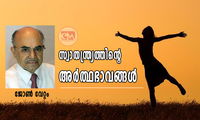 സ്വാതന്ത്ര്യത്തിന്‍റെ  അര്‍ത്ഥഭാവങ്ങള്‍ (ലേഖനം: ജോണ്‍ വേറ്റം)