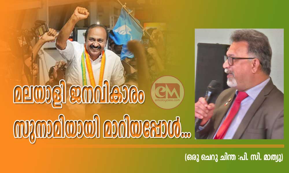 മലയാളി ജനവികാരം സുനാമിയായി മാറിയപ്പോൾ...(ഒരു ചെറു ചിന്ത :പി. സി. മാത്യു)