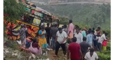 ഇടുക്കി ഗ്യാപ്പ് റോഡിൽ ടൂറിസ്റ്റ് ബസ് തോട്ടത്തിലേക്ക് മറിഞ്ഞു; തമിഴ്നാട് സ്വദേശിനി മരിച്ചു