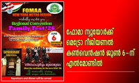 ഫോമാ ന്യൂയോർക്ക് മെട്രോ റീജിയണൽ കൺവെൻഷൻ ജൂൺ 6-ന്  എൽമോണ്ടിൽ