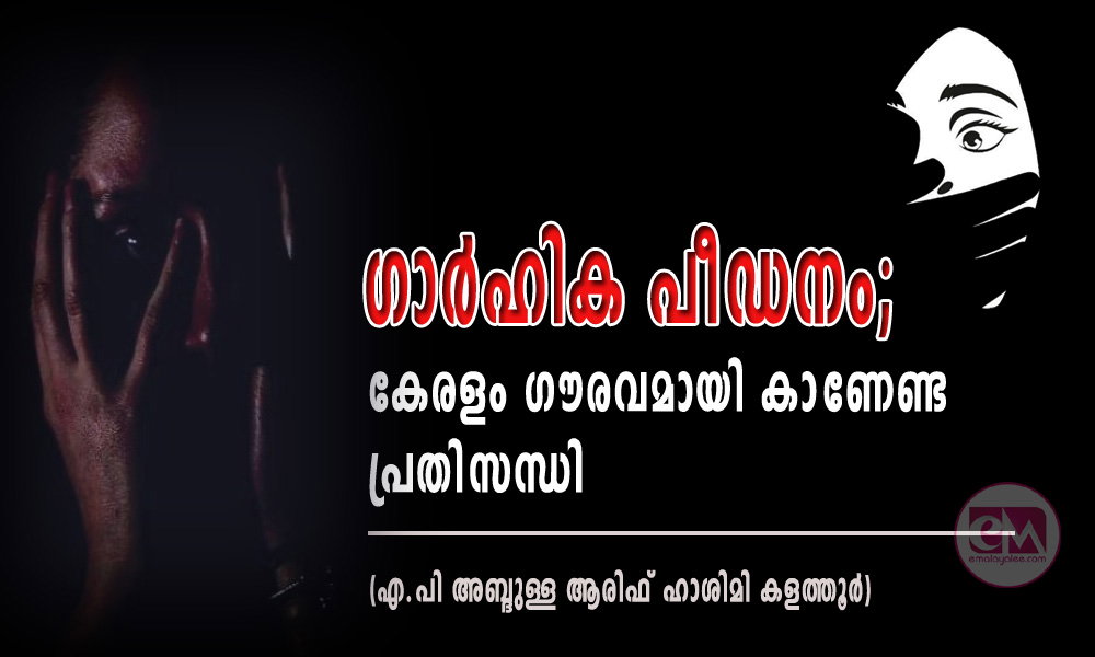 ഗാർഹിക പീഡനം;കേരളം ഗൗരവമായി കാണേണ്ട പ്രതിസന്ധി (എ.പി അബ്ദുള്ള ആരിഫ് ഹാശിമി കളത്തൂർ)