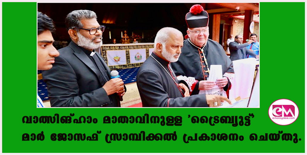  വാത്സിങ്ഹാം മാതാവിനുള്ള  'ട്രൈബ്യുട്ട്' മാര്‍ ജോസഫ് സ്രാമ്പിക്കല്‍ പ്രകാശനം ചെയ്തു; രചയിതാവ്, ഹിന്ദി ഭാഷയിലും വ്യക്തിമുദ്ര പതിപ്പിച്ച ഫാ.ബാബു ജോണ്‍.