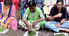 എൽപിഎസ്ടി റാങ്ക് ഹോൾഡേഴ്സ്  സെക്രട്ടറിയേറ്റിന് മുന്നിൽ പുല്ലുതിന്ന് പ്രതിഷേധിച്ചു