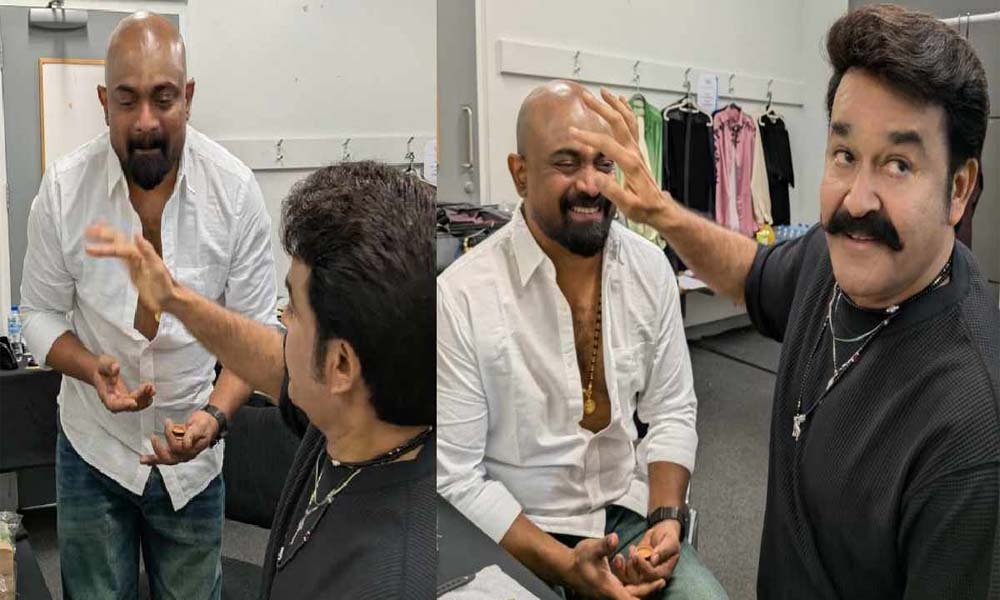 'ഇരിക്ക് മോനേ...നിനക്ക് ഞാന് മേക്കപ്പ് ചെയ്യാം'; കലാഭവന് ഷാജോണിന് മേക്കപ്പിട്ട് നല്കി മോഹന്ലാല്
