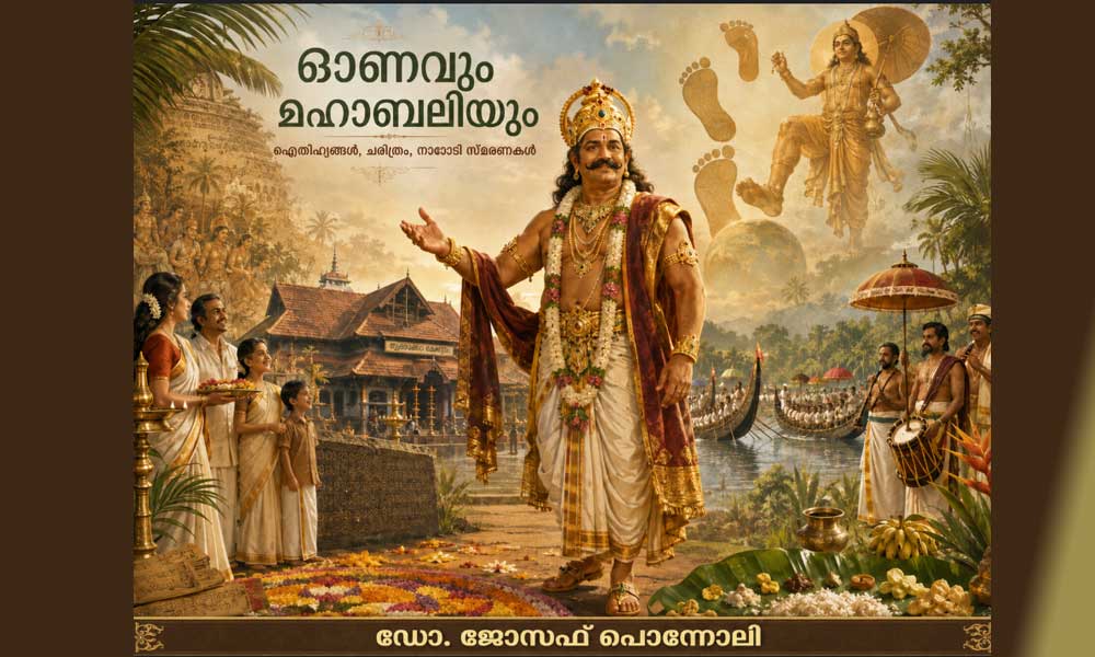 ഓണവും മഹാബലിയും: മാവേലി വാണീടും കാലം ഐതിഹ്യങ്ങൾ, ചരിത്രം, നാടോടി സ്മരണകൾ (ഡോ. ജോസഫ് പൊന്നോലി)