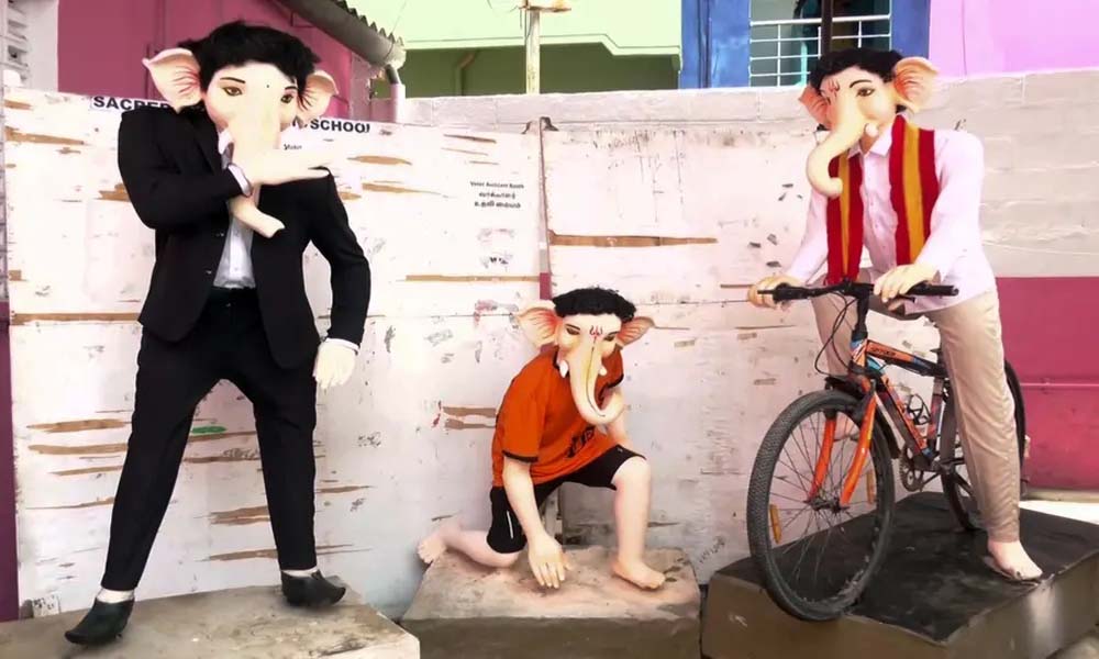 വിജയ്യുടെ രൂപത്തില് ഗണേശ വിഗ്രഹം; ആരാധകനെതിരെ പോലീസില് പരാതി