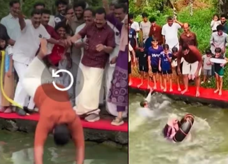 ജനപ്രതിനിധികളെ കുളത്തിലേക്കിട്ട് എംഎല്എയുടെ കുളം ഉദ്ഘാടനം