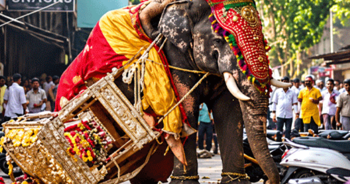 ദസറ ഘോഷയാത്രയ്ക്കിടെ ആന വിരണ്ടോടി; പരിഭ്രാന്തരായി ജനം