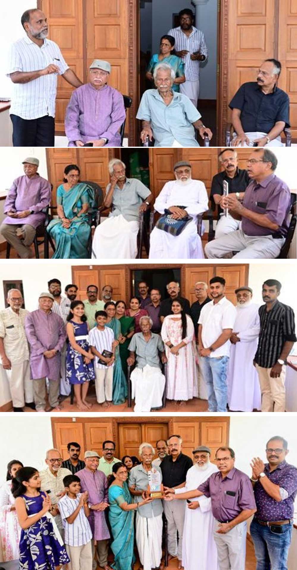 പ്രശസ്ത ശില്പി കാനായിയെയും ഭാര്യ നളിനിയെയും ആദരിച്ചു