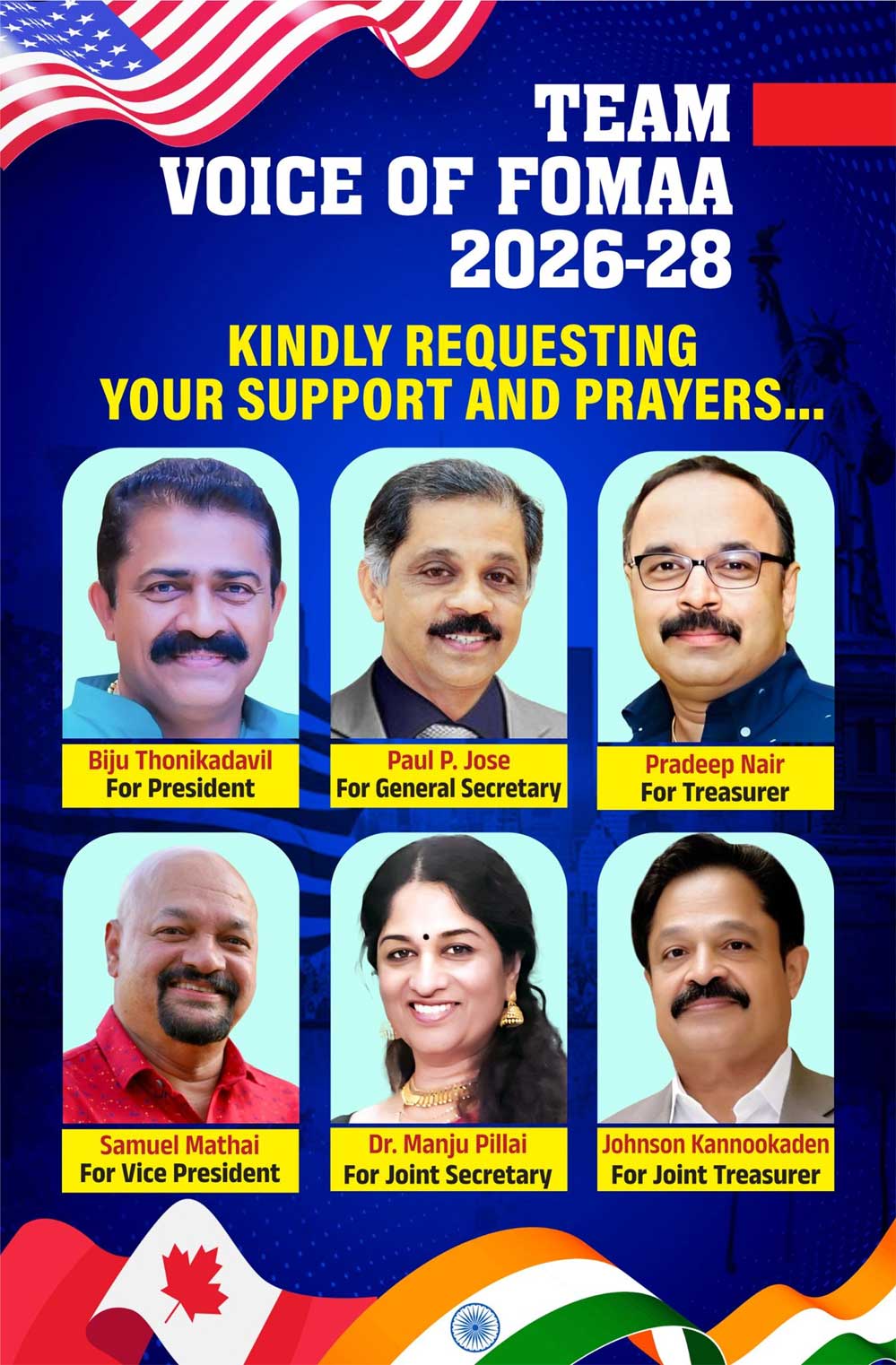 2026-28 ൽ ഫോമായെ നയിക്കാൻ 'ടീം വോയിസ് ഓഫ് ഫോമാ'