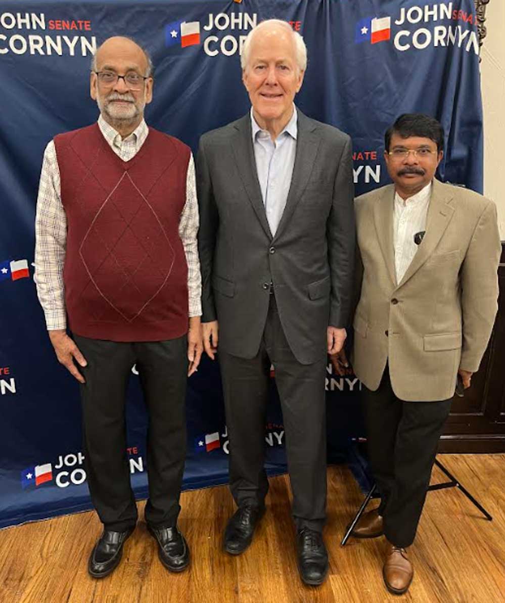 ഡാളസിനെ ആവേശത്തിലാഴ്ത്തി സെനറ്റർ ജോൺ കോൺയൺ; ഭാരതീയ നിവാസിൽ പ്രവാസി സംഗമം